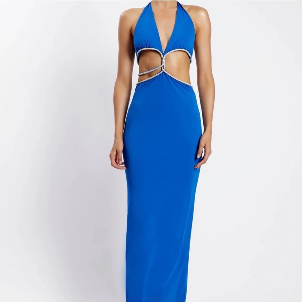 NWT Brand New Meshki NICHA Diamante Cut Out Midi Dress - Picture 2 of 16